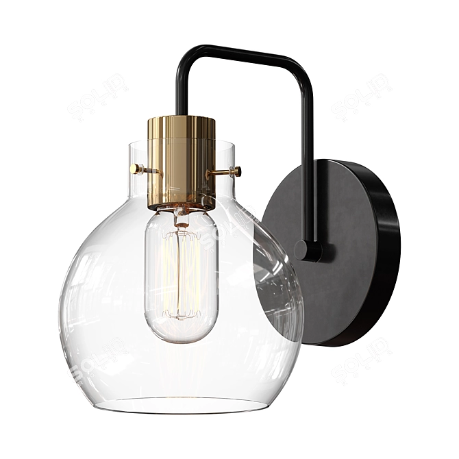 Elegant Black Gold Wall Sconce 3D model image 1