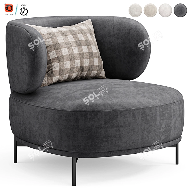 Modern Lounge Armchair Akiko Vividly 3D model image 4