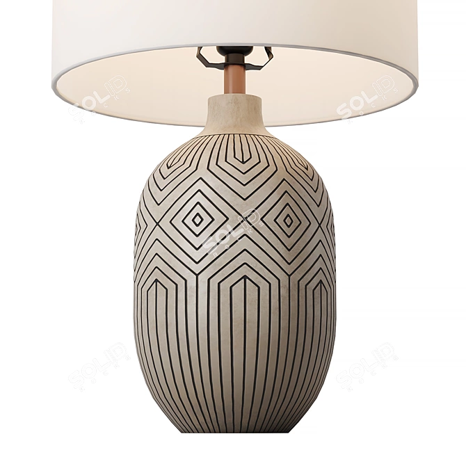 Handpainted Iron Base Table Lamp 3D model image 2