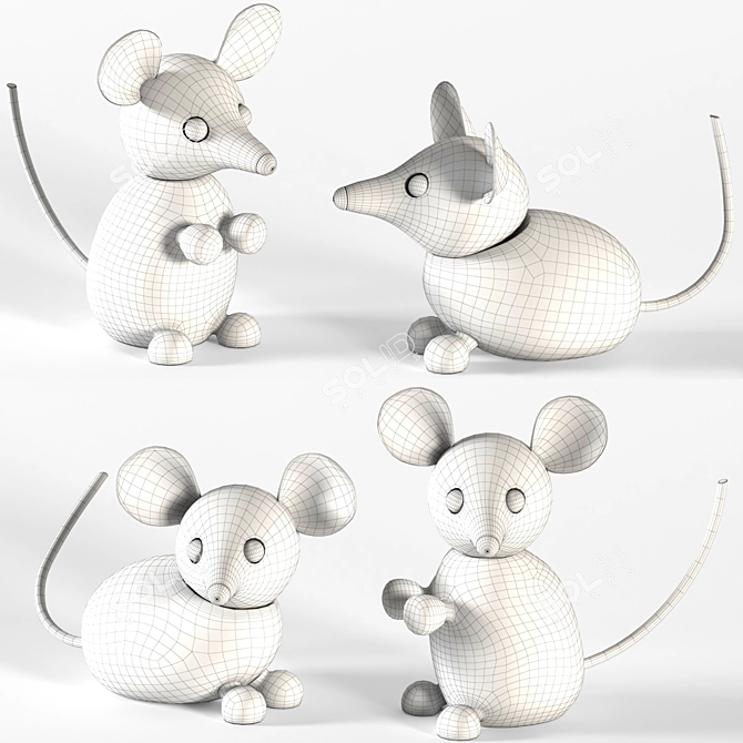 Decorative Mouse Figures Set 3D model image 6