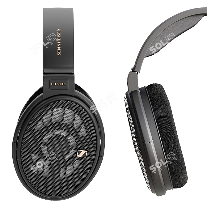 Premium Audio Headphone Set with Stand 3D model image 4