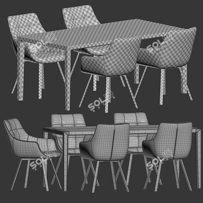 Modern Dining Set: Table & Chairs 3D model image 4