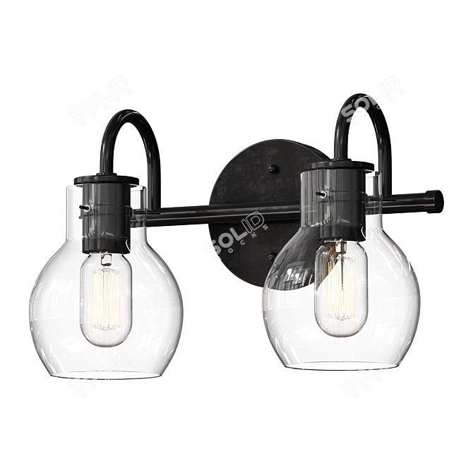 Elegant Two-Light Vanity Fixture 3D model image 1