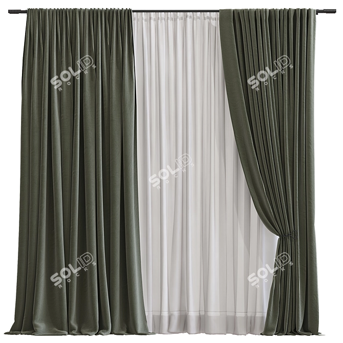  Folded Curtain Model 3D model image 1