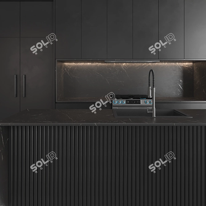  Modern Kitchen 3D Model 3D model image 2