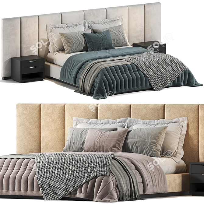 Luxurious Italian Fendi Casa Bed 3D model image 1