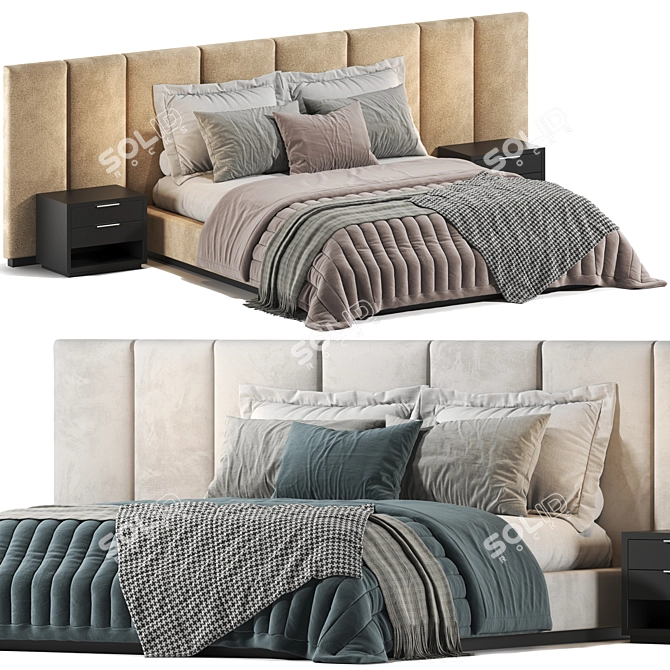 Luxurious Italian Fendi Casa Bed 3D model image 2
