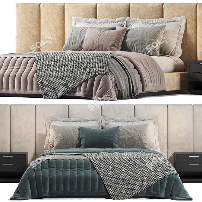 Luxurious Italian Fendi Casa Bed 3D model image 4