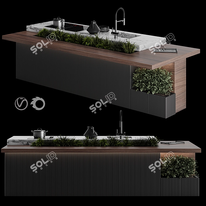 Botanical Kitchen Island Display 3D model image 1