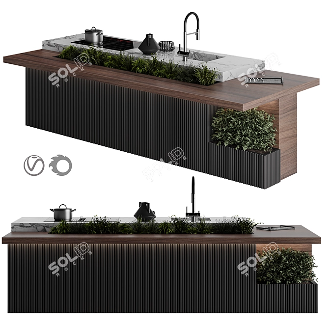 Botanical Kitchen Island Display 3D model image 2