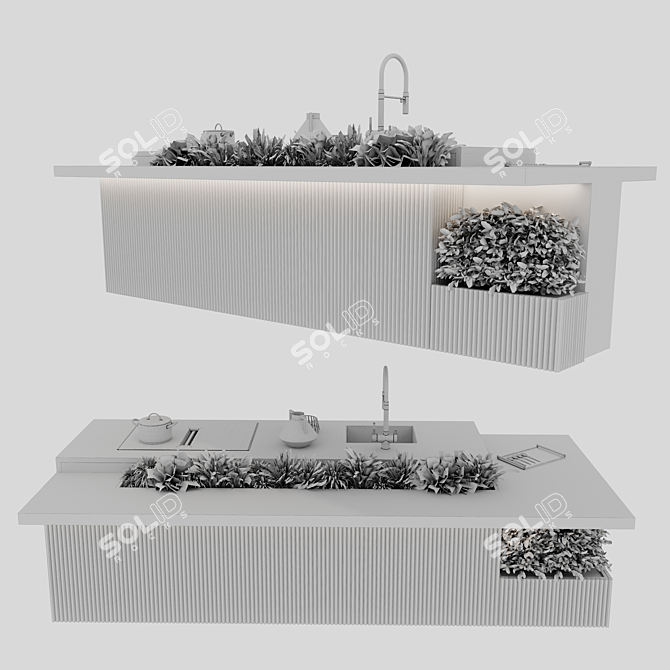 Botanical Kitchen Island Display 3D model image 6