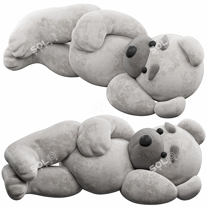 Cuddly Bear Side-Lying Plush 3D model image 1