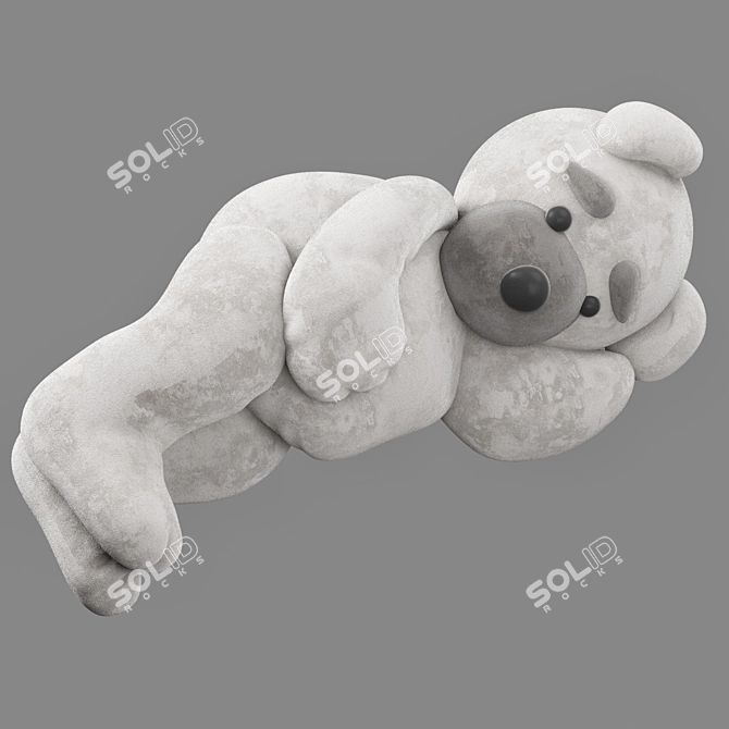 Cuddly Bear Side-Lying Plush 3D model image 2