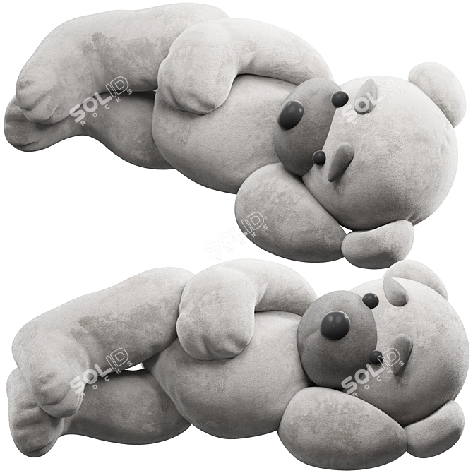 Cuddly Bear Side-Lying Plush 3D model image 4