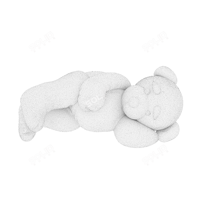 Cuddly Bear Side-Lying Plush 3D model image 5