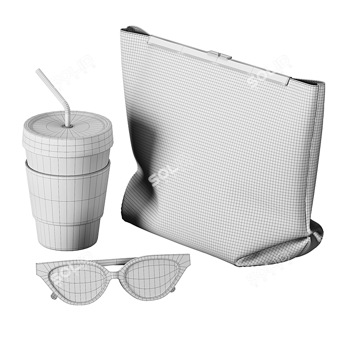 Decor Set: Bag, Sunglasses, Mug 3D model image 5
