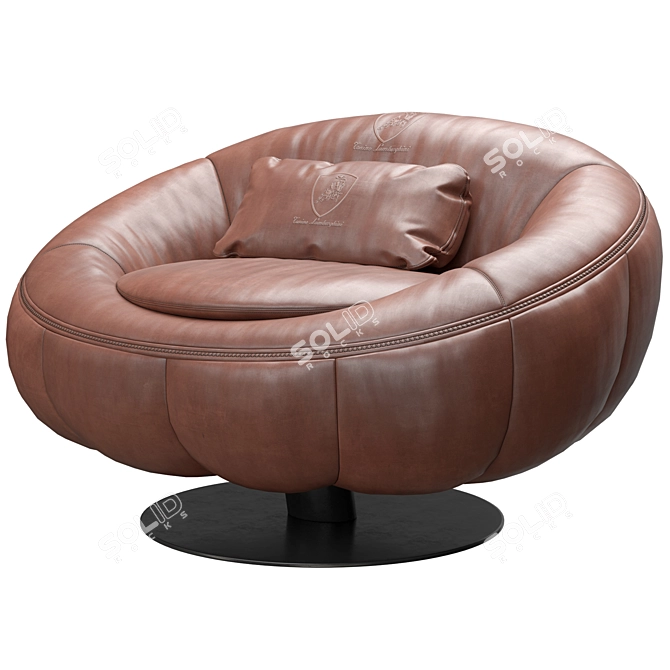 Luxury Leather Swivel Armchair Design 3D model image 1