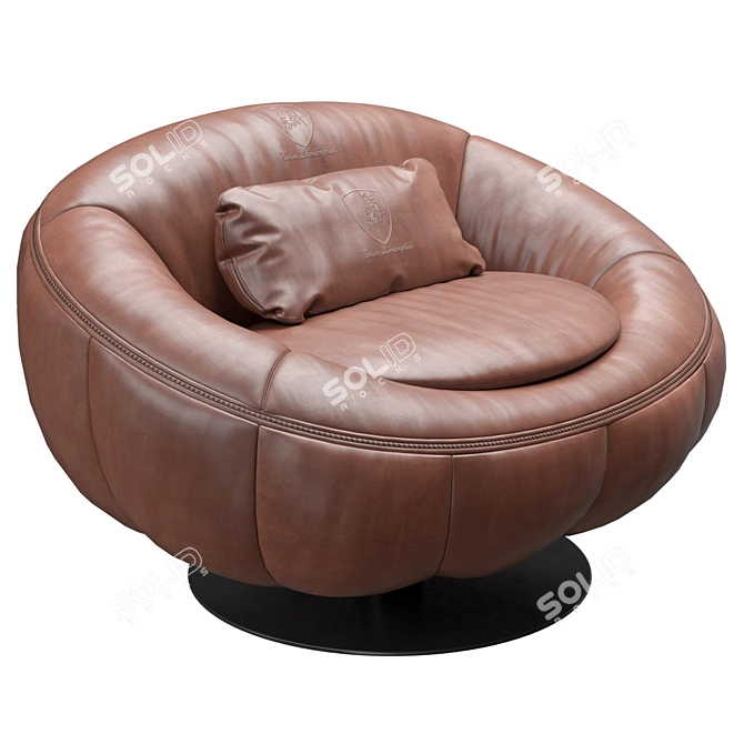 Luxury Leather Swivel Armchair Design 3D model image 3