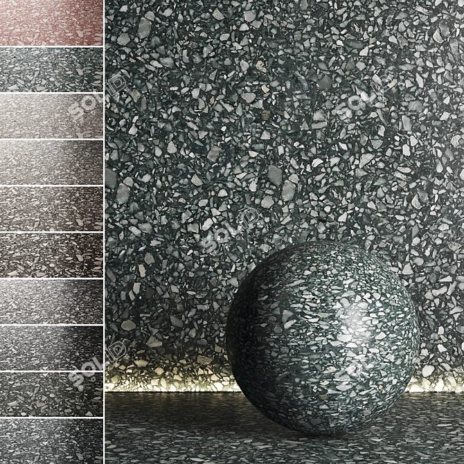 Seamless Terrazzo Marble Texture Set 3D model image 1