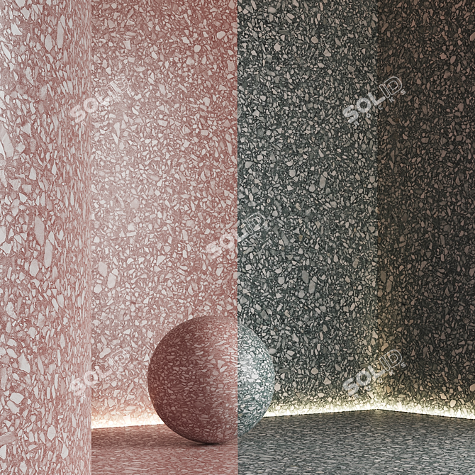 Seamless Terrazzo Marble Texture Set 3D model image 2