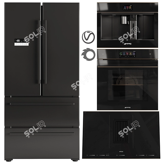 SMEG Kitchen Appliance Set 3D model image 1