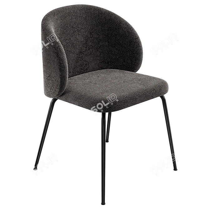 Elegant Dark Grey Steel Chair 3D model image 1