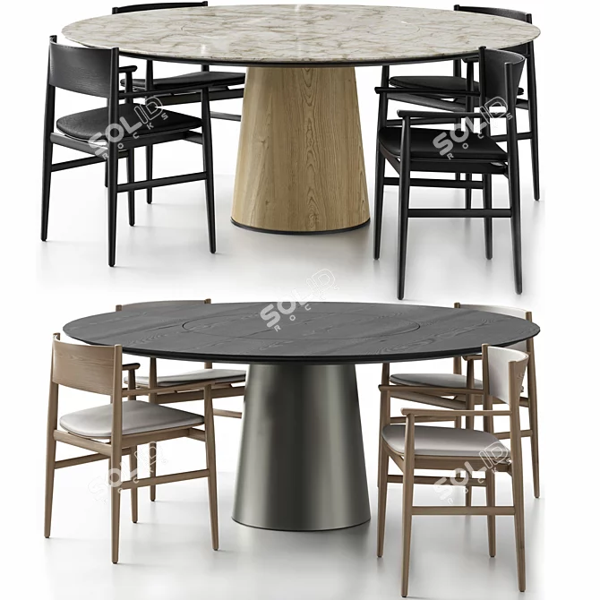 Elegant Neve Chair & Materic Table 3D model image 1