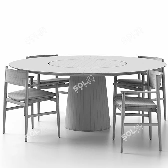 Elegant Neve Chair & Materic Table 3D model image 5