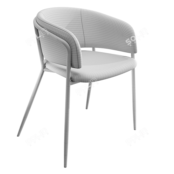 Ergonomic Dark Grey Steel Chair 3D model image 2