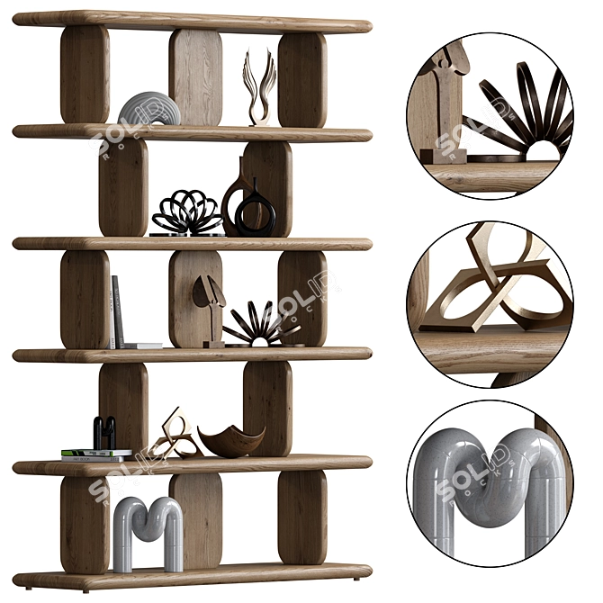 Nera Bookcase Shelf Storage Solution 3D model image 2