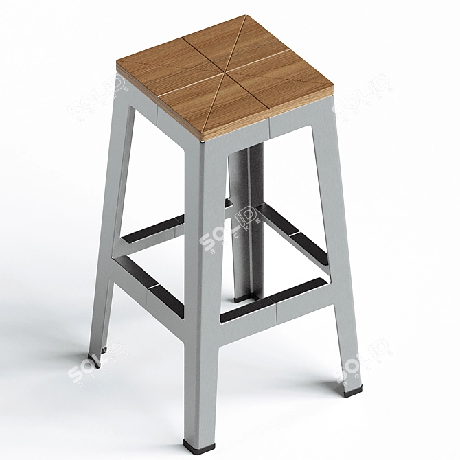 Sleek Timber Tuck Bar Stool 3D model image 2