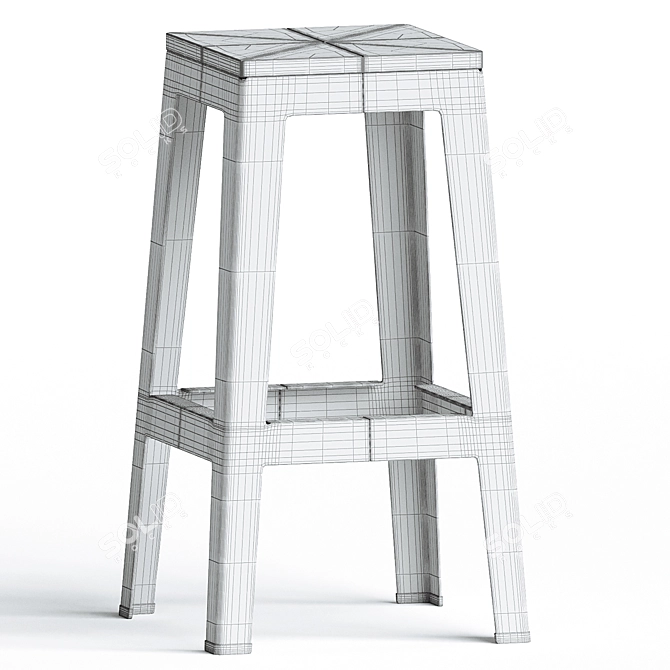 Sleek Timber Tuck Bar Stool 3D model image 3
