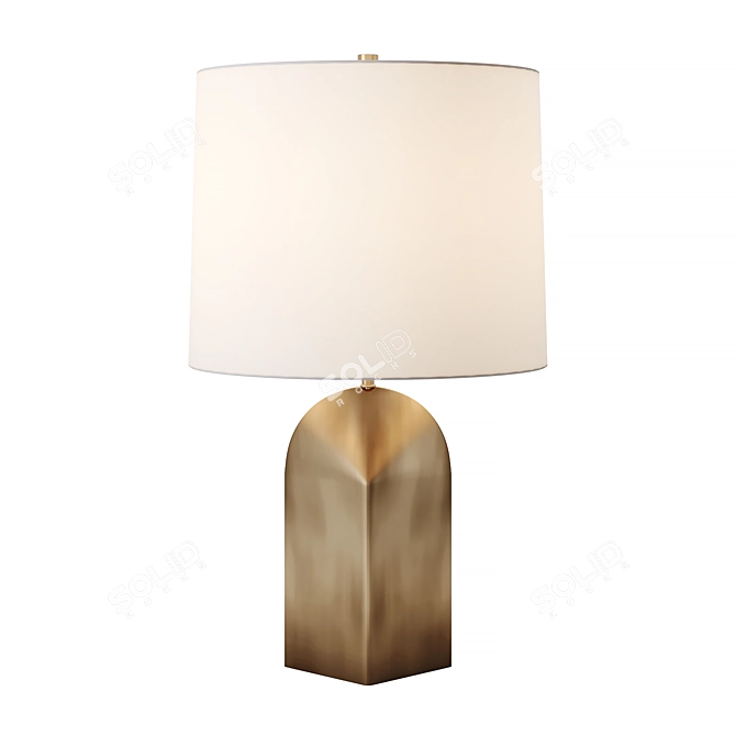 Sleek Angular Table Lamp - Linen Shade 3D model image 1