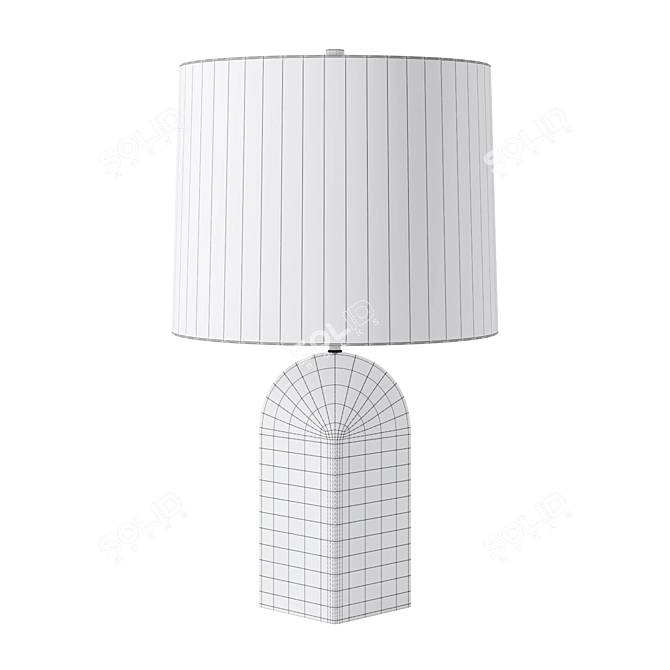 Sleek Angular Table Lamp - Linen Shade 3D model image 3