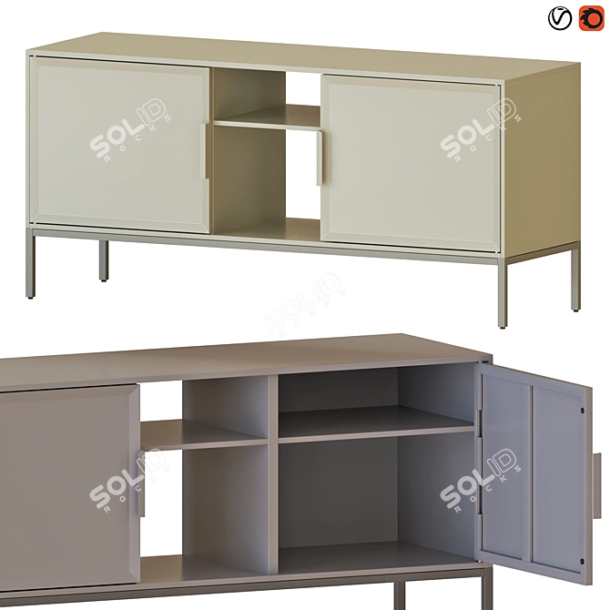 Modern Beige & Grey Media Unit 3D model image 1