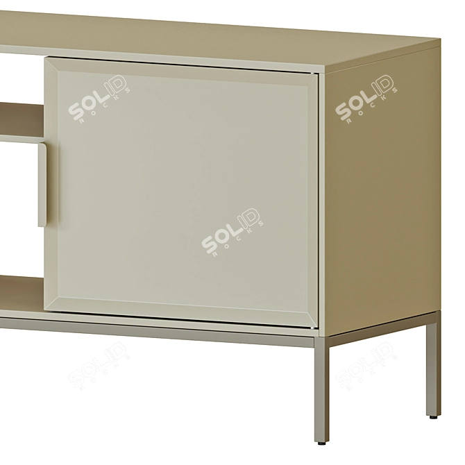 Modern Beige & Grey Media Unit 3D model image 2