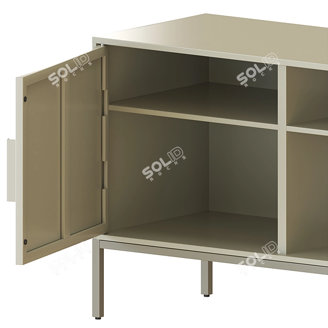 Modern Beige & Grey Media Unit 3D model image 4