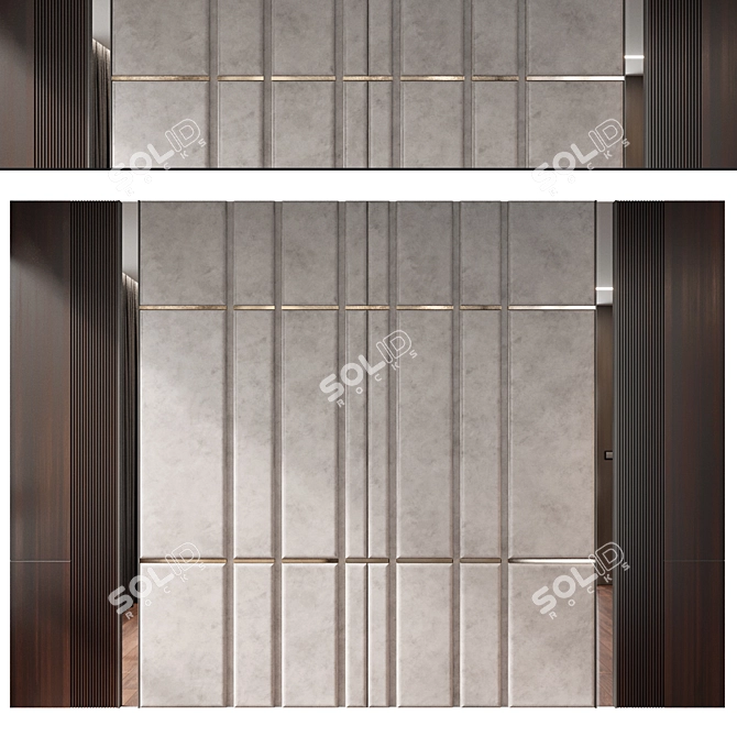 Elegant Wood Fabric Mirror Panels 3D model image 2