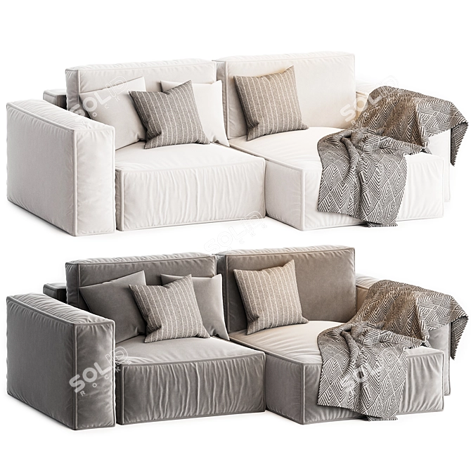 Modern Gray Corner Sofa Set 3D model image 1