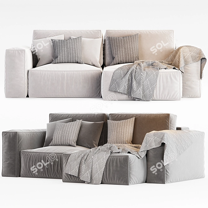 Modern Gray Corner Sofa Set 3D model image 2