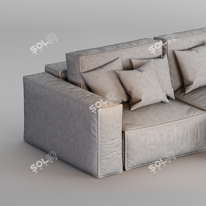 Modern Gray Corner Sofa Set 3D model image 4