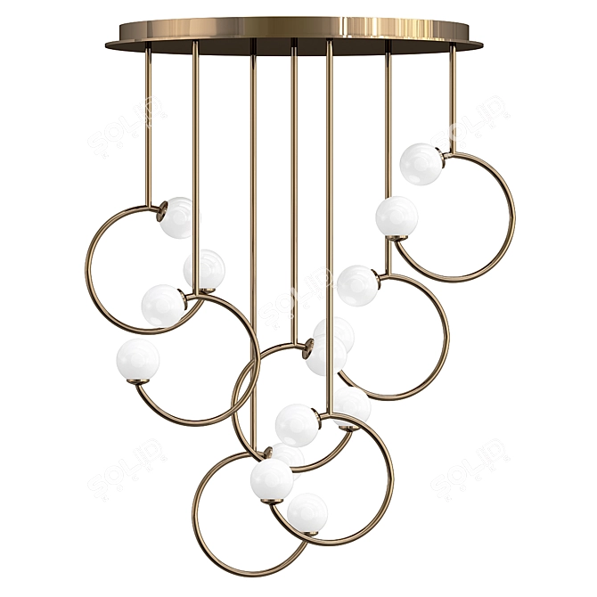 Elegant Brass Pendant Lamp "Gaby S 3D model image 1