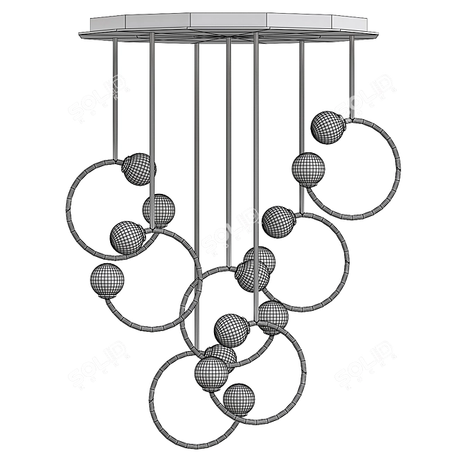 Elegant Brass Pendant Lamp "Gaby S 3D model image 3