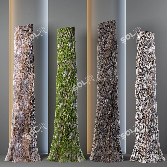 Tree Bark Trunk Textures Bundle 3D model image 1