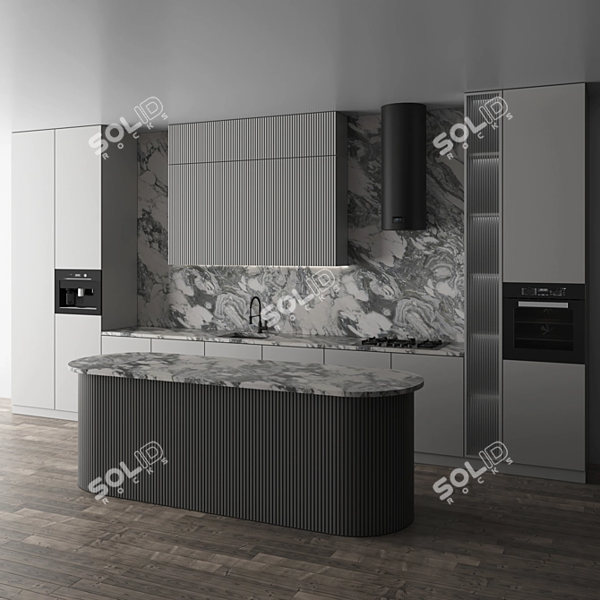 Modern Kitchen Set w/ Appliances 3D model image 1