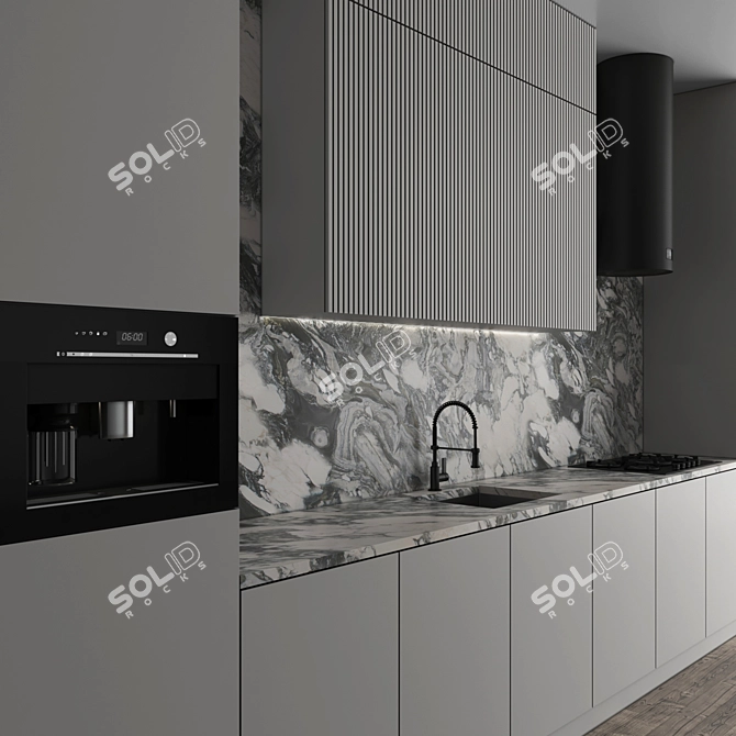 Modern Kitchen Set w/ Appliances 3D model image 5