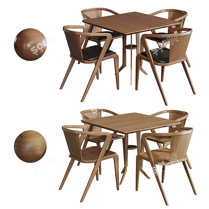 Portuguese Roots Table Chair Set 3D model image 2