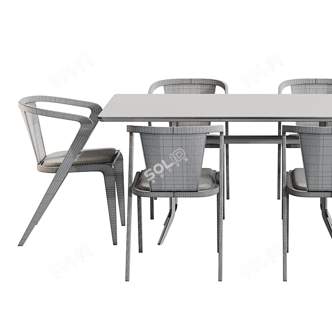 Portuguese Roots Table Chair Set 3D model image 4