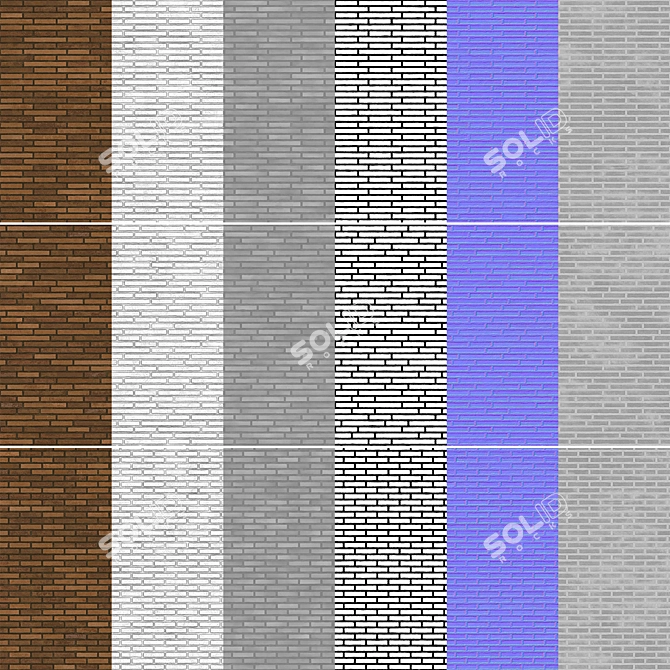 Seamless Brick Texture Set 3D model image 6