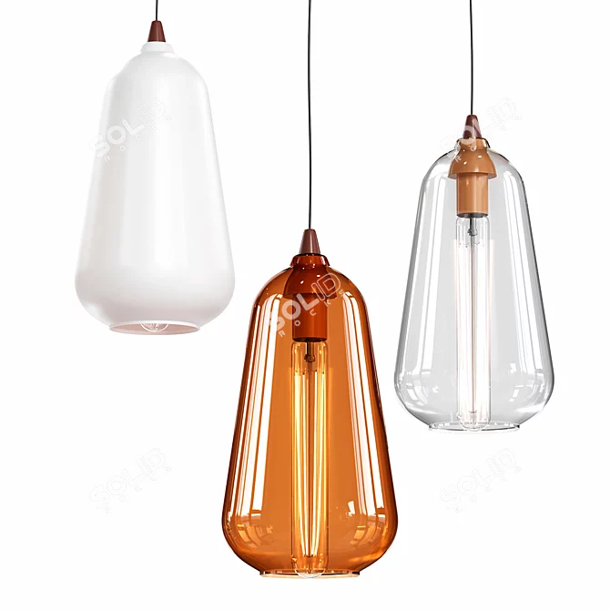 Amber Glass Pendant Light 3D model image 1